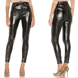 WE THE FREE Pheonix Black High Rise Shiny Coated Skinny Jeans Women's Size 28